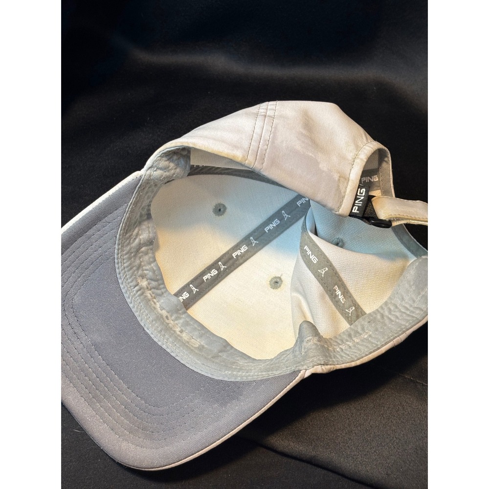 Ping Golf Performance Hat Adjustable Baseball Cap Gray White Polyester Spandex - Picture 3 of 5